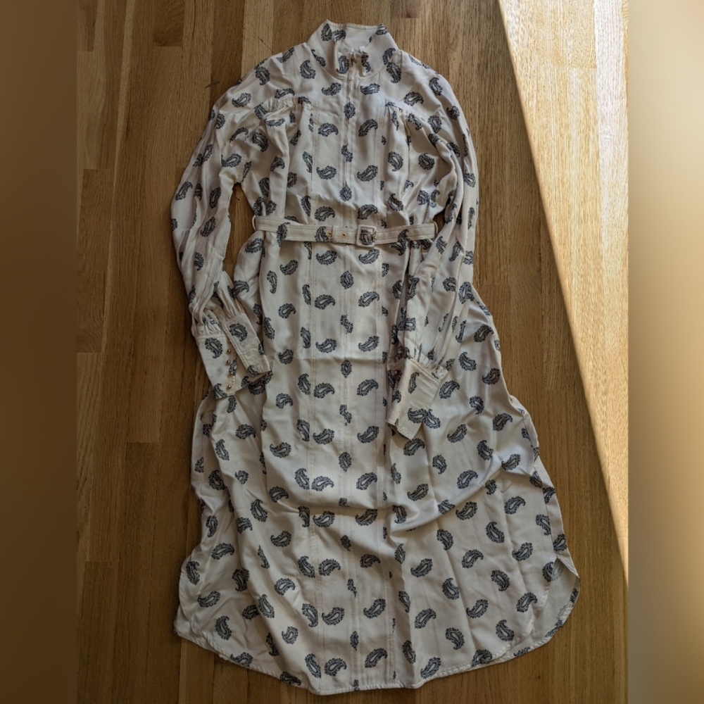 Zimmermann Cream Maxi Dress with Black Paisley Print size 2